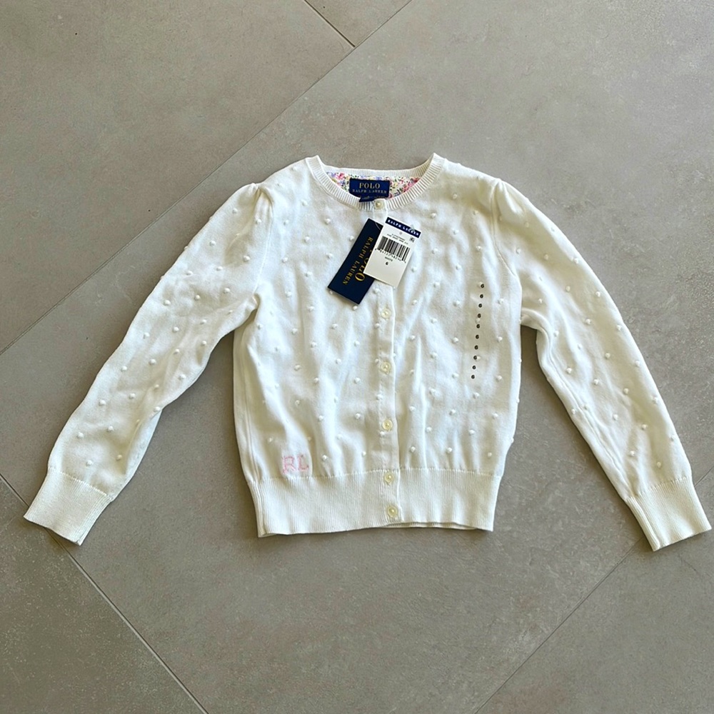 NWT white Ralph Lauren girls cardigan